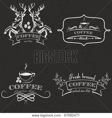 Set of vintage retro coffee logo badges and labels. Vector Illustration