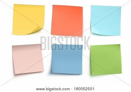 Vector illustration of multicolor post it notes isolated on white background.