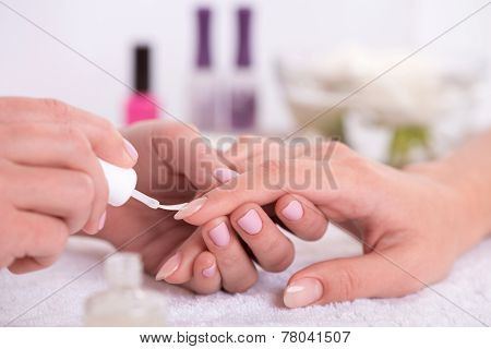 client and manicurist in manicure salon