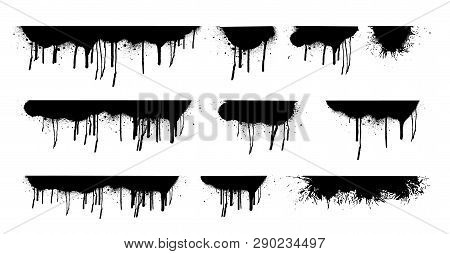 Dripping Oil Stain. Liquid Ink, Paint Drip And Drop Of Drippings Stains Watercolor Splash, Blood Or 