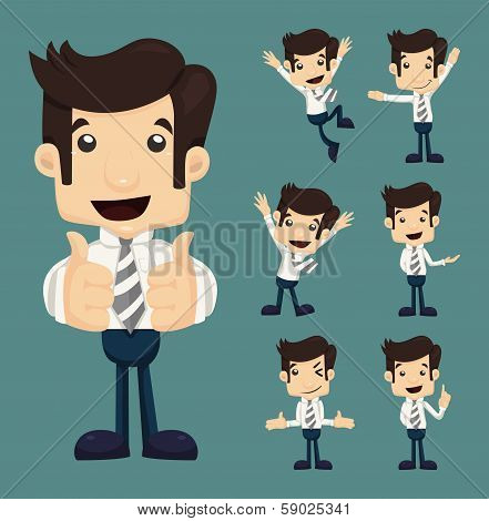 Set Of Businessman Characters Poses