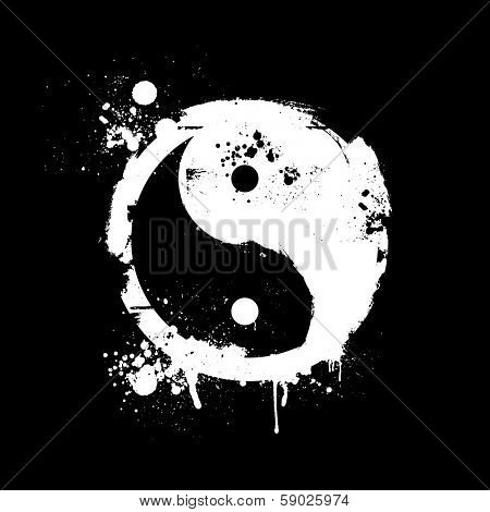 detailed illustration of a grungy yin yang symbol, eps10 vector