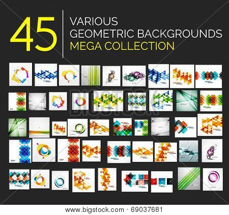 Set of various geometricabstract backgrounds - 45 abstract design templates ready to use - huge  mega collection