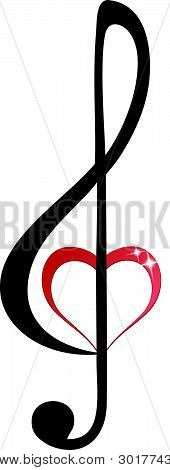 Clef triple coeur brillant