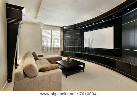 Theater Room With Wide Screen