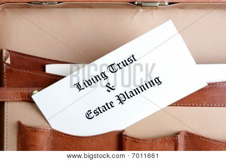 Estate Planning Documents In A Leather Briefcase