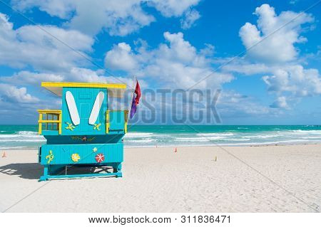 Miami Beach Colorful Lifeguard Towers. Quirky Iconic Structures. Lifeguard Towers South Beach Unique