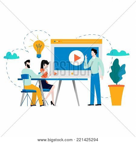 Professional training, education, video tutorial, online business courses, presentation, webinar vector illustration. Expertise, skill development design for mobile and web graphics