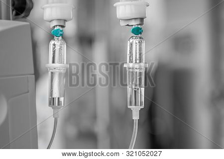 Resuscitation, Palliative Care, B&w Medical Concept, Iv Bag Fluid, 2 Intravenous Drop Saline Drip Sl