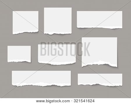 White Torn Paper Tears Pieces Collection Isolated