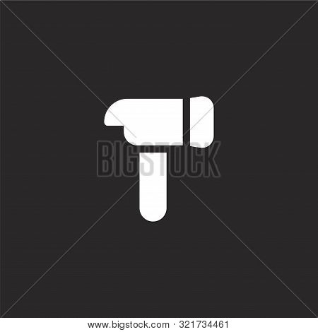 Axe Icon. Axe Icon Vector Flat Illustration For Graphic And Web Design Isolated On Black Background 