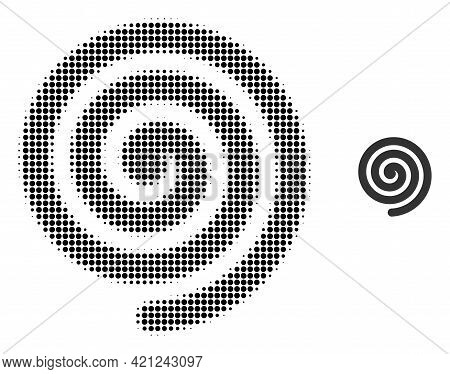 Hypnosis Spiral Halftone Dot Icon Illustration. Halftone Array Contains Round Points. Vector Illustr