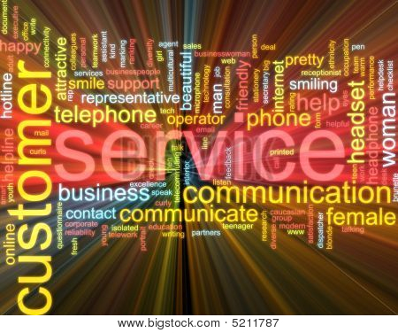 Customer Service Word Cloud Glowing