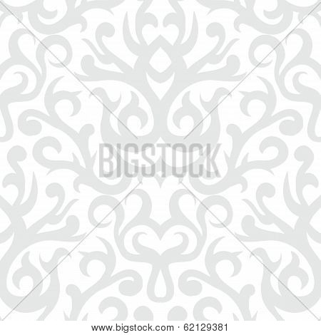 Damask pattern in white and silver