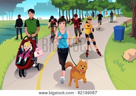 Active People In A Park