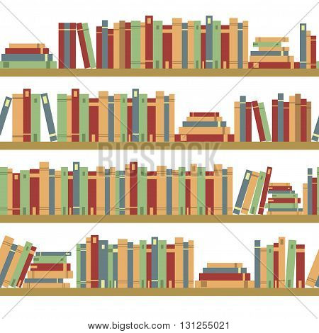 Seamless books seamless pattern with books library bookshelf library bookstore books on a shelves in library flat books seamless pattern book shelf with books