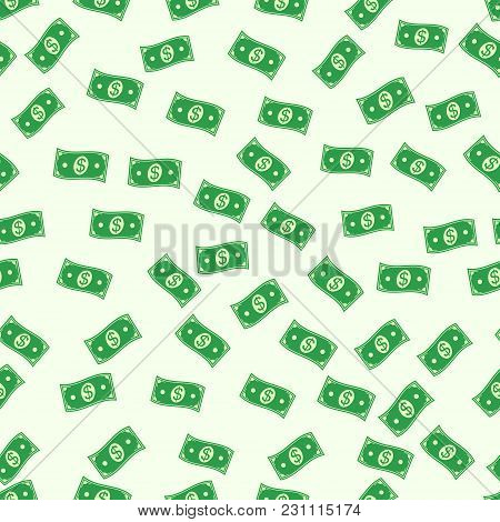 Seamless Pattern Of The Banknote Cash Money Dollar Vector Seamless Background Green Money Symbol Of 