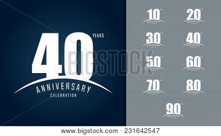 Set Of Anniversary Logotype. Anniversary Celebration Design Template For Booklet, Leaflet, Magazine,