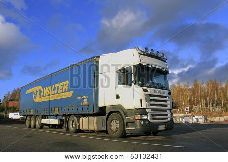 Big White Scania Truck And Trailer