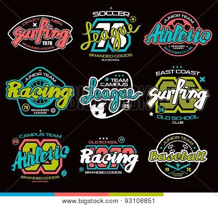 Set Of Sport Badges. Graphic Design For T-shirt