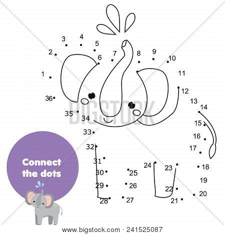 Connect The Dots Children Educational Drawing Game. Dot To Dot By Numbers Game For Kids. Printable W