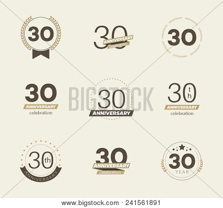 30 Years Anniversary Logo Set. 30th Anniversary Icons. Vector Illustration.