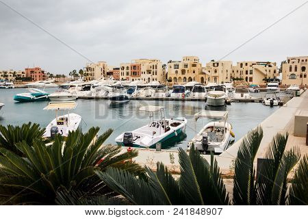 Aqaba, Jordan - December 24, 2017: Modern Marine Full Of Beautiful Yachts In Aqaba City In Tala Bay 