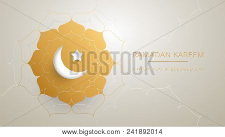 Ramadan Kareem Gold Greeting Card Vector Design