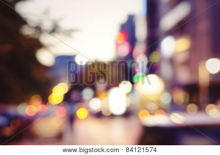 City Lights Blurred Bokeh Background