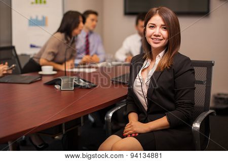 Cute Businesswoman In An Office