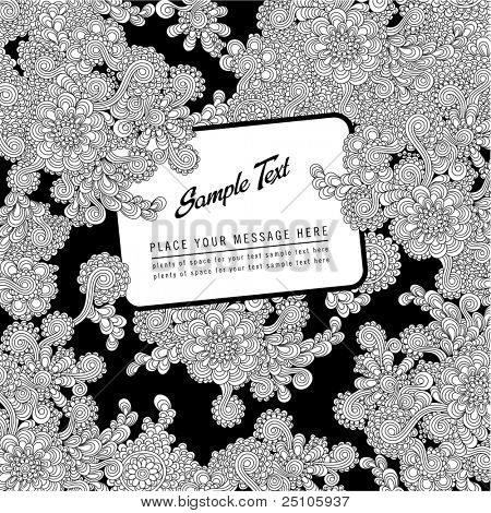 fondo floral handdrawn blanco y negro o cubierta con etiqueta para el texto