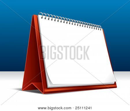 Vector illustration of a 2010 desk calendar showing a blank page