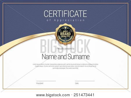 Certificate Template. Diploma Of Modern Design Or Gift Certificate. Vector Illustration.