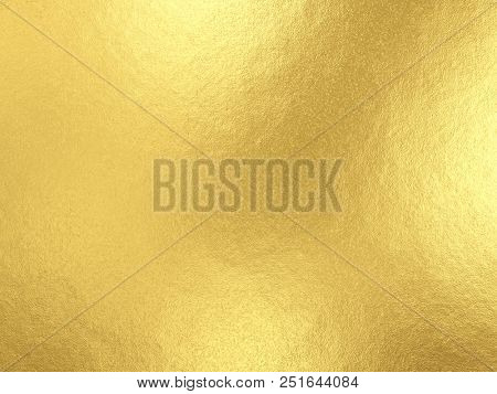 Gold foil background with light reflections. Golden textured wall. 3D rendering.