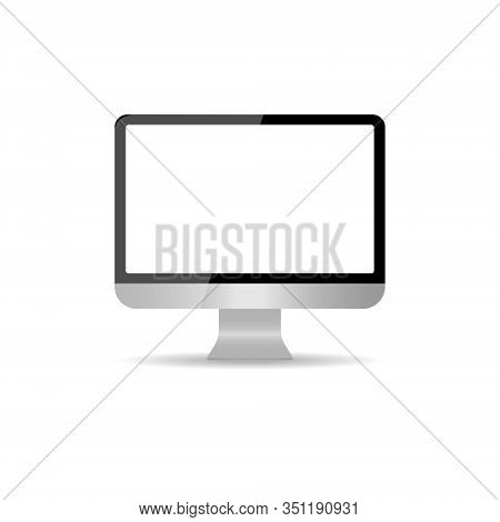 Realistic Computer Monitor With A Blank Screen, Isolated On White Background. Empty Pc Monitor Scree