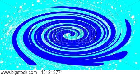 Blue Color Liquid Paper Marble Paint Background. Abstract Texture Background Of Fluid And Circular P