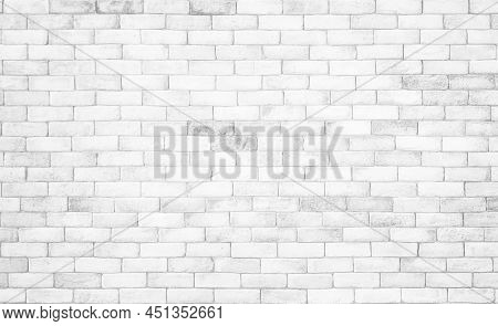 Wall White Brick Wall Texture Background. Brickwork Or Stonework Flooring Interior Rock Old Pattern 