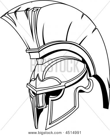 Ilustración de Trojan griego romano espartano o casco de gladiador