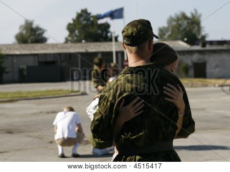 Soldier Meeting With His Girlfriend