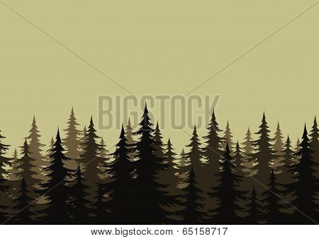 Seamless landscape, forest, silhouettes