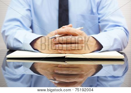 Businessman Sitting At His Office And Interrogated His Client