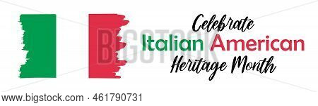 Italian American Heritage Month Simple Long Horizontal Banner With Text And Paint Textured Italian F