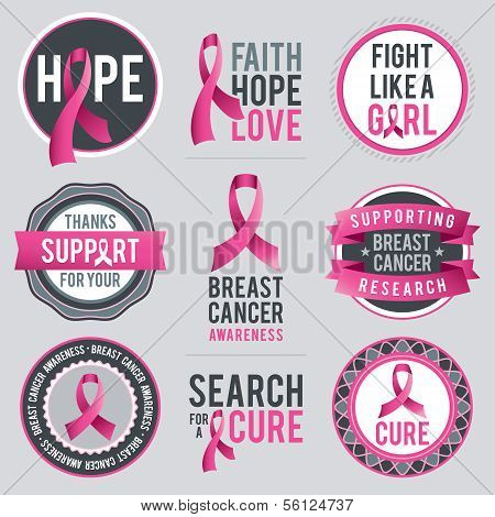 Breast Cancer Awareness Ribbons And Badges