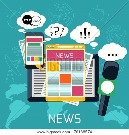 Mass media concept news radio newspaper