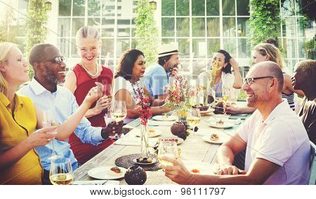 Diverse People Luncheon Outdoors Hanging out Concept