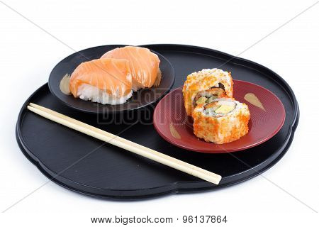 California Roll Maki With Masago And Sushi Salmon