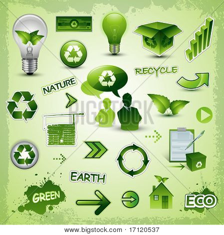 Eco recycle milieu pictogrammen