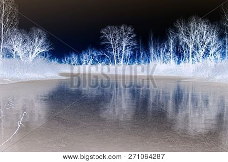 Abstraction. Abstract Landscape Of A Forest Lake. Abstraction As Art. A Different View Of The World.