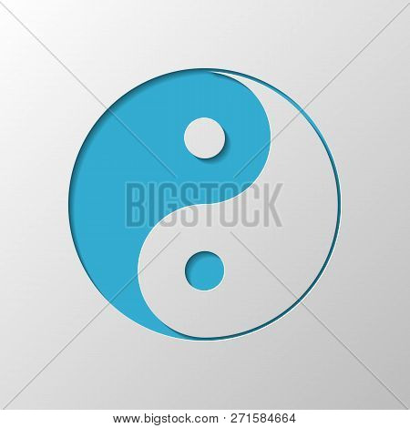 Yin Yan Symbol. Paper Design. Cutted Symbol With Shadow