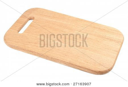 Wooden cutting board isolated on white background